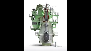The MAN B&W 12S90ME-C Mark 9.2 engine juxtaposed with adult male for scale