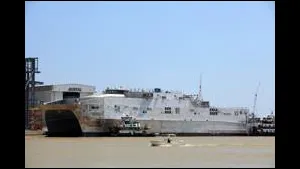 The 338-foot-long aluminum catamarans are designed to be fast, flexible and maneuverable even in shallow waters, making them ideal for transporting troops and equipment quickly within a theater of operations. (U.S. Navy photo Courtesy Austal USA/Released) 