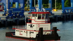 Artist rendering of the zero emissions, fully electric towboat. (Image: ISS)