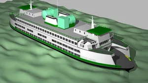 LNG Bunker tanks on upper deck: Rendering courtesy of WSF