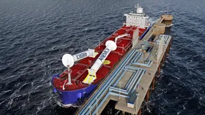 The completed MR tanker concept showing the two Anemoi 5x35m EX-rated Rotor Sails in the folded position (Credit: Anemoi Marine Technologies)