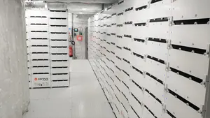 Corvus Orca battery system installation. The Battery Short-Circuit Limiter (BSCL) developed by Yaskawa Environmental Energy / The Switch will enable reduced short circuit current and reduced system size for large battery system installations.