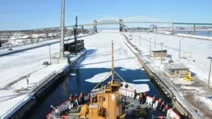 Cutter in Poe Lock: Photo credit USCG