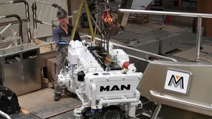 The D2676 LE433 MAN engine for the Mavrik LT32 is the latest generation of in-line six-cylinder engines and the first one to roll off the production line. (Photo: MAN Engines)
