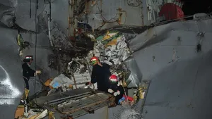 Damage to USS Porter: Photo credit USN