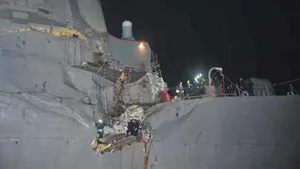 Damaged USS Essex:Photo credit USN