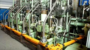 Back in 2004, MAN Diesel & Turbo started the first test program with EGR on the large 4T50ME-X two-stroke diesel test engine in Copenhagen, in order to verify the effect of EGR. Image shows the cylinder-head platform of the test engine