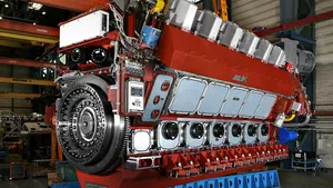 The M 46 DF engine, ready for shipment.