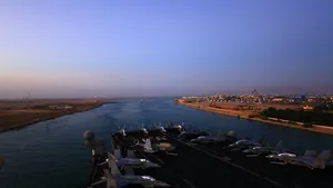 USS Enterprise Passes Through Suez: Photo credit USN
