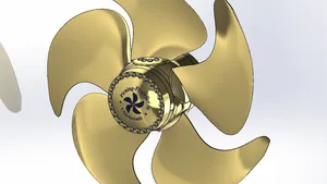 Environmentally-friendly PCP5 propeller – individual parts and fully assembled. (Image: Otto Piening GmbH)