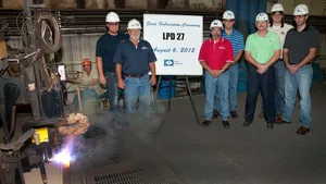 LPD 27 Fabrication Ceremony: Photo credit HII