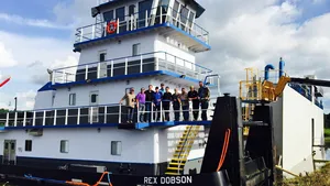 The New Generation crew on the upper deck of the Rex Dobson, following the commissioning (Photo: New Generation Shipbuilding)