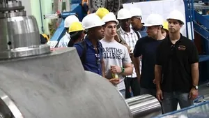 Maritime Cadets tour the plant (Photo: SUNY Maritime)