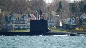 USS Mississippi in River Thames: Photo credit USN