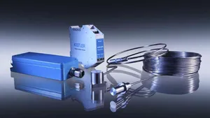 For the monitoring of gas turbines: the new acceleration and pressure sensors, plus fitting charge amplifiers from Kistler (Photo: Kistler)