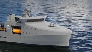 The new Multi-Role Environmental Vessel being built for the Royal Danish Navy by Karstensens Skibsværft will be equipped with two Steerprop SP 45 W azimuth propulsors and a Steerprop SP 10 TT tunnel thruster. Image: OSK Design.