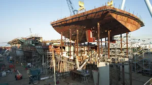 Newport News Shipbuilding completed an 825-ton superlift on the aircraft carrier Gerald R. Ford (CVN 78) on Sept. 12. At 90 feet long, 120 feet wide and 30 feet deep, the stern section superlift was among the largest of the 162 that comprise Gerald R. Ford.  