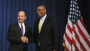 TOTE President and CEO Anthony Chiarello (left) with U.S. Secretary of Transportation Anthony Foxx