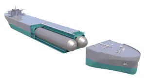 Rendering of GEV's fuel cell-powered C-H2 Ship, to be powered by a Ballard system as it transports compressed green hydrogen (Image: Ballard)