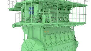 Rendering of the MAN B&W ME-LGIP engine, showing here a 6S50ME-LGIP type  (Photo: MAN Energy Solutions) 
