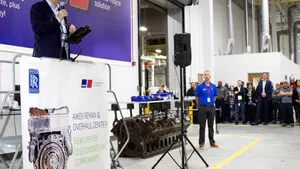 Rolls-Royce Power Systems CEO Joerg Stratmann addressed employees during the opening ceremony for the new Remanufacturing & Overhaul Center at the company’s mtu Aiken campus in South Carolina. Initial production will focus on remanufactured service parts to support customers in North America. (Photo: Rolls-Royce)