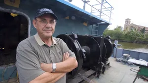Russell Plaisance on board his new tug in 2008 (Photo: Alan Haig-Brown/Cummins)