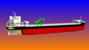 The self-discharging bulk carriers being built for Aasen Shipping will be the first of their kind to operate with hybrid propulsion. (Image: Aasen Shipping)
