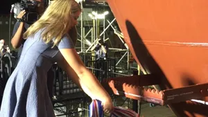 The ship’s sponsor Emma Engle christens the vessel (Photo: General Dynamics NASSCO)