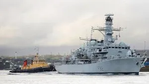 HMS Somerset Leaving Harbor: Photo credit MOD