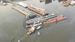 Kill Van Kull oil spill overflight: Photo credit USCG