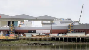 A BAE Systems Type 26 Frigate, HMS Glasgow, under construction. The Type 26 Frigate is the reference ship design for the Hunter Class Frigates.