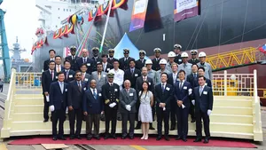 The Unique Shipping Group christened its new DNV GL-classed vessel Oriental Jubilee in Ulsan, Korea recently. It is the first vessel to receive the DNV GL SCRUBBER READY notation. Credit: Unique Shipping Group