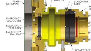Unlike rubber, the unique proprietary elastomeric bellows has an unlimited shelf life (Photo: Thordon Bearings)