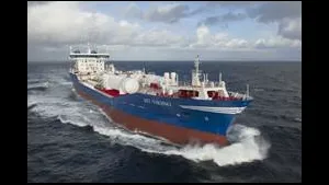 The "Bit Viking" during sea trial.