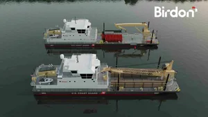 Two Waterways Commerce Cutter variants - an Inland Construction Tender (top) and River Buoy Tender (bottom) (Credit: Birdon America)