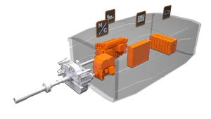 The Wärtsilä HY is a fully integrated hybrid power module in a diesel-mechanical configuration. (Image: Wärtsilä)