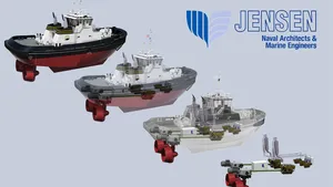 A new Z-Drive hybrid tugboat for Baydelta Maritime is due for delivery in 2019. (Image: Jensen Maritime)