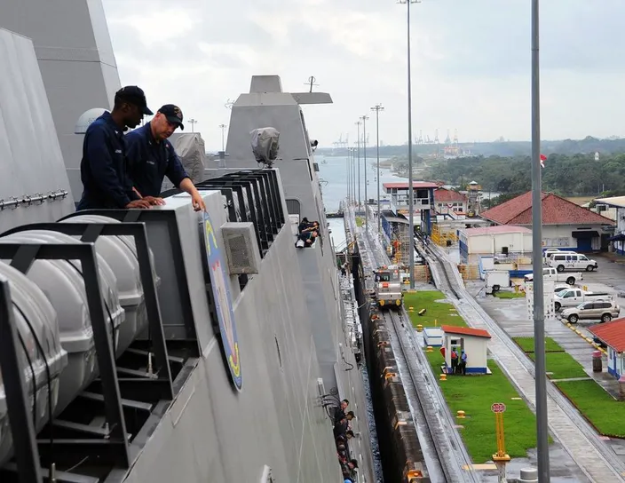 USS Anchorage in Panama Canal: Photo credit USN