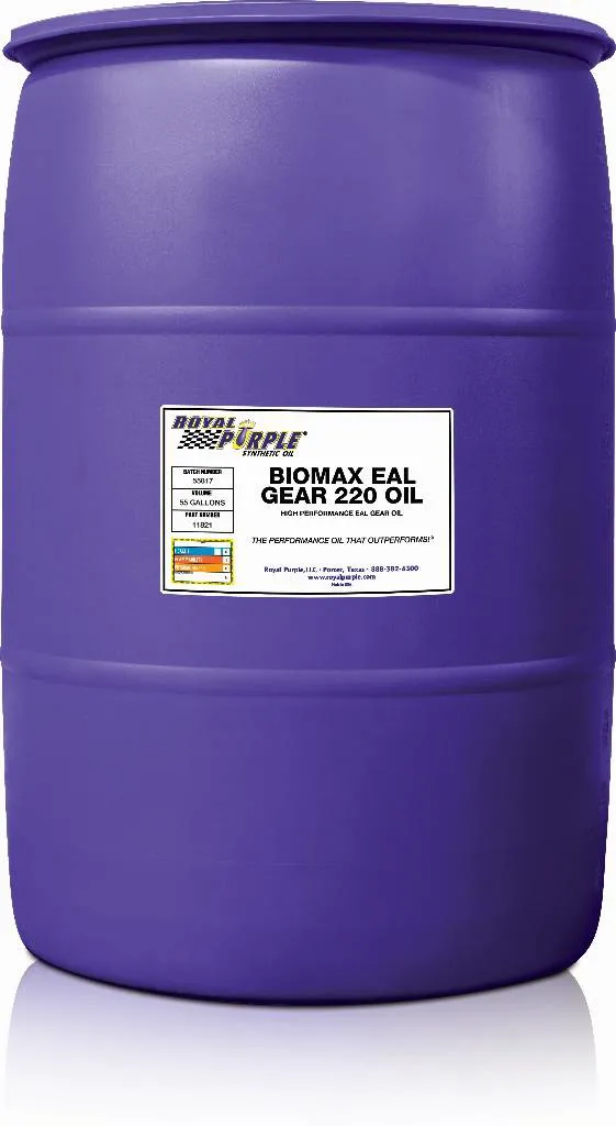 The BioMax EAL Gear Oil creates an ionic bond that adheres to metal parts and forms a synthetic film on metal surfaces, improving lubrication and maintaining longer lasting results on marine hydraulic gears. (Image: Royal Purple)