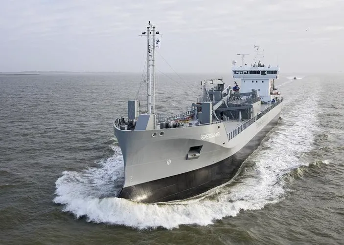 JT Cement's LNG-fuelled cement carried Greenland undergoing sea trials (Photo: Thordon Bearings)