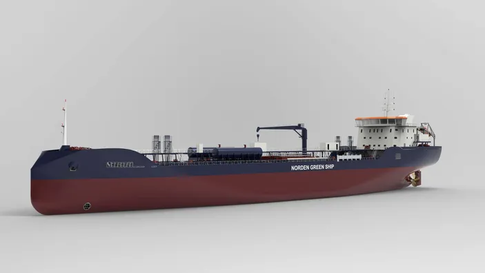 Tune Chemical Tankers’ new chemical tankers, with tanks of stainless steel for highly corrosive liquids.
Illustration: Norden Ship Design House