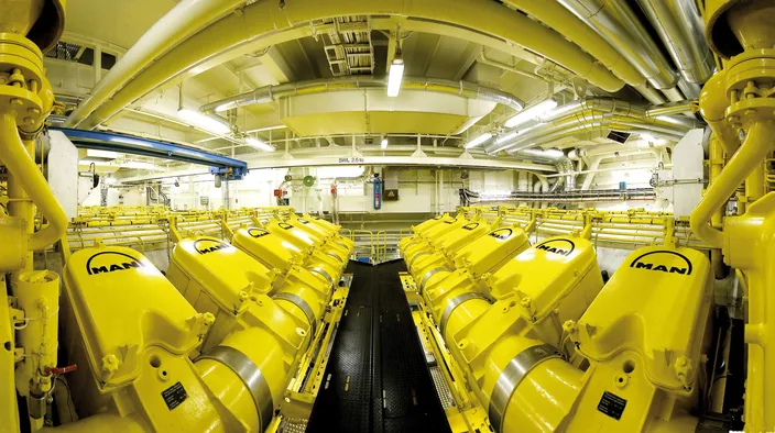 Common-rail MAN V48/60CR Tier-II compliant engines similar to those ordered by Costa Asia and P&O Cruises Australia (Photo: MAN Diesel & Turbo)