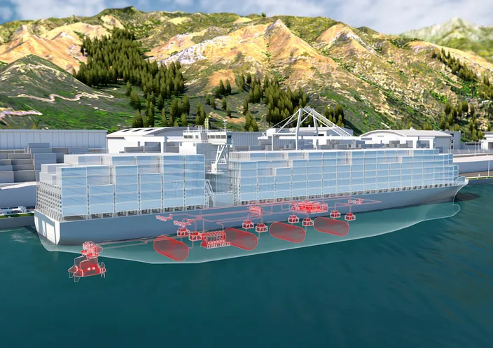 Concept illustration of a large vessel powered by fuel cells. Image credit: ABB 
