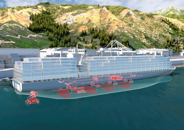 Concept illustration of a large vessel powered by fuel cells (Credit: ABB)