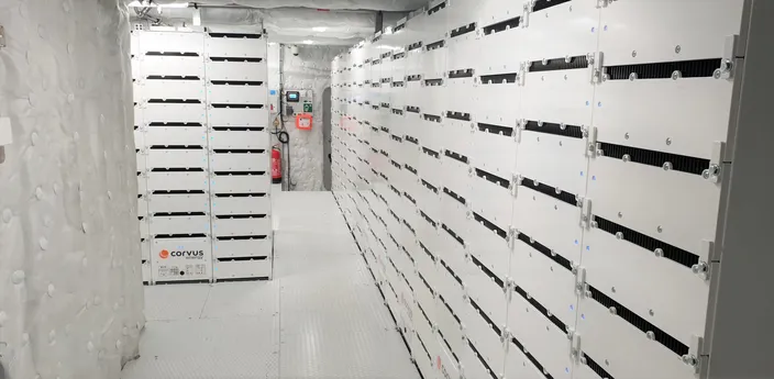 Corvus Orca battery system installation. The Battery Short-Circuit Limiter (BSCL) developed by Yaskawa Environmental Energy / The Switch will enable reduced short circuit current and reduced system size for large battery system installations.