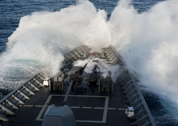 USS Cowpens in Heavy Weather: Photo credit USN