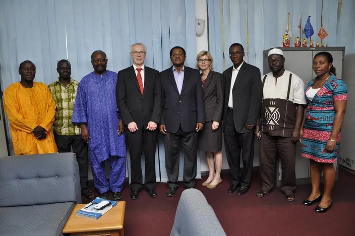 From left: Dr. G. Jaw, Deputy Rector, RMU; E. Jaju, Director of Finance, RMU; A. Saiku, Director of Academic Affairs; H. Kluken, Area Sales Manager, Kongsberg Maritime; Capt. A. Turkson, Rector, RMU; Tone-Merete Hansen, Global Sales Manager, Kongsberg Maritime; A. Addy-Lamptey, Dean of Faculty of Engineering, RMU; D. Fofana, Procurement Officer, RMU and Akua D. Asare-Adei, Accounts Officer, RMU