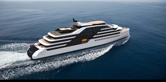 Design rendering of Northern Xplorer’s zero-emission cruise ship (Image: Multi Maritime)