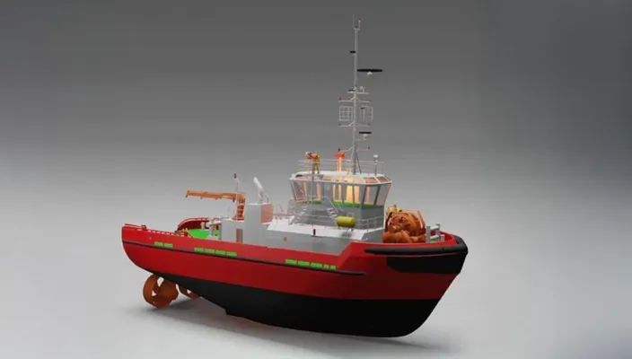 Designed by Navnautik (Naval Architects and Marine Consultants), the vessels will be the first for India's Green Tug Transition Program (Credit: Berg Propulsion)