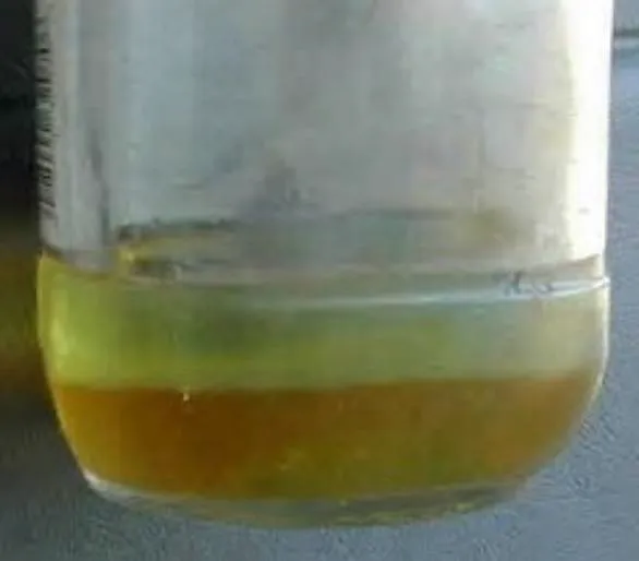 Diesel fuel sample showing water and sediment contamination. (Photo: U.S. Coast Guard)
